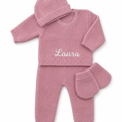 ensemble 3 pièces enfant nouveau née rose