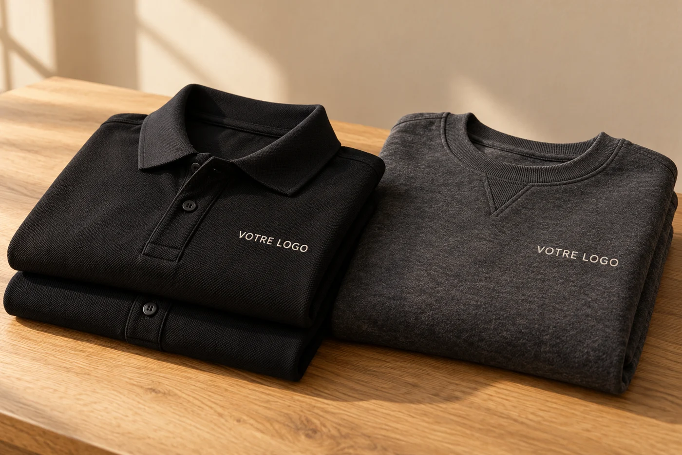 Exemple de polos et sweat avec un logo personnalisé